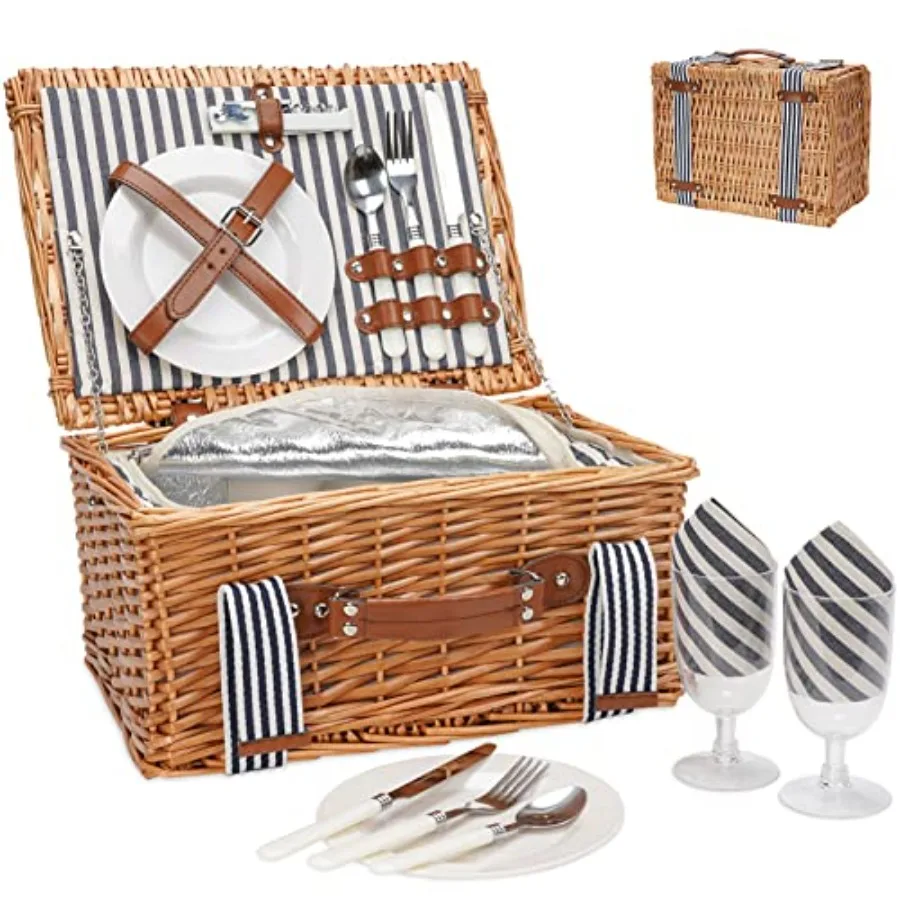 Picnic Basket for 2 Persons, Handmade Wicker Picnic Baskets Set with Insulated Cooler and Cutlery Kit, Gift Basket for Couples,
Picnic Basket for 2 Persons, Handmade Wicker Picnic Baskets Set with Insulated Cooler and Cutlery Kit, Gift Basket for Couples,