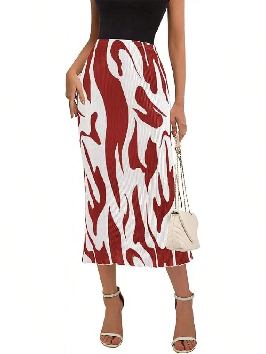 Womens High Waist Graphic Print Pleated A-Line Midi Skirt
Womens High Waist Graphic Print Pleated A-Line Midi Skirt