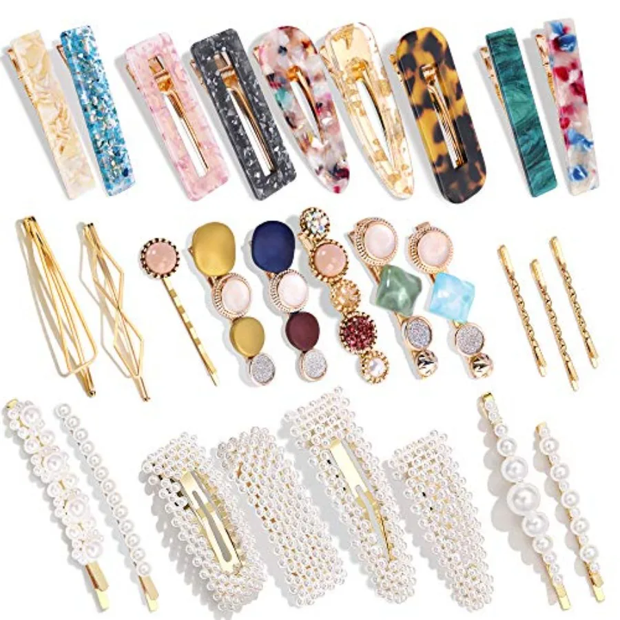 28 PCS Hingwah Pearls and Acrylic Resin Hair Clips, Handmade Hair Barrettes, Marble Alligator bobby pins, Glitter Crystal Geome
28 PCS Hingwah Pearls and Acrylic Resin Hair Clips, Handmade Hair Barrettes, Marble Alligator bobby pins, Glitter Crystal Geome