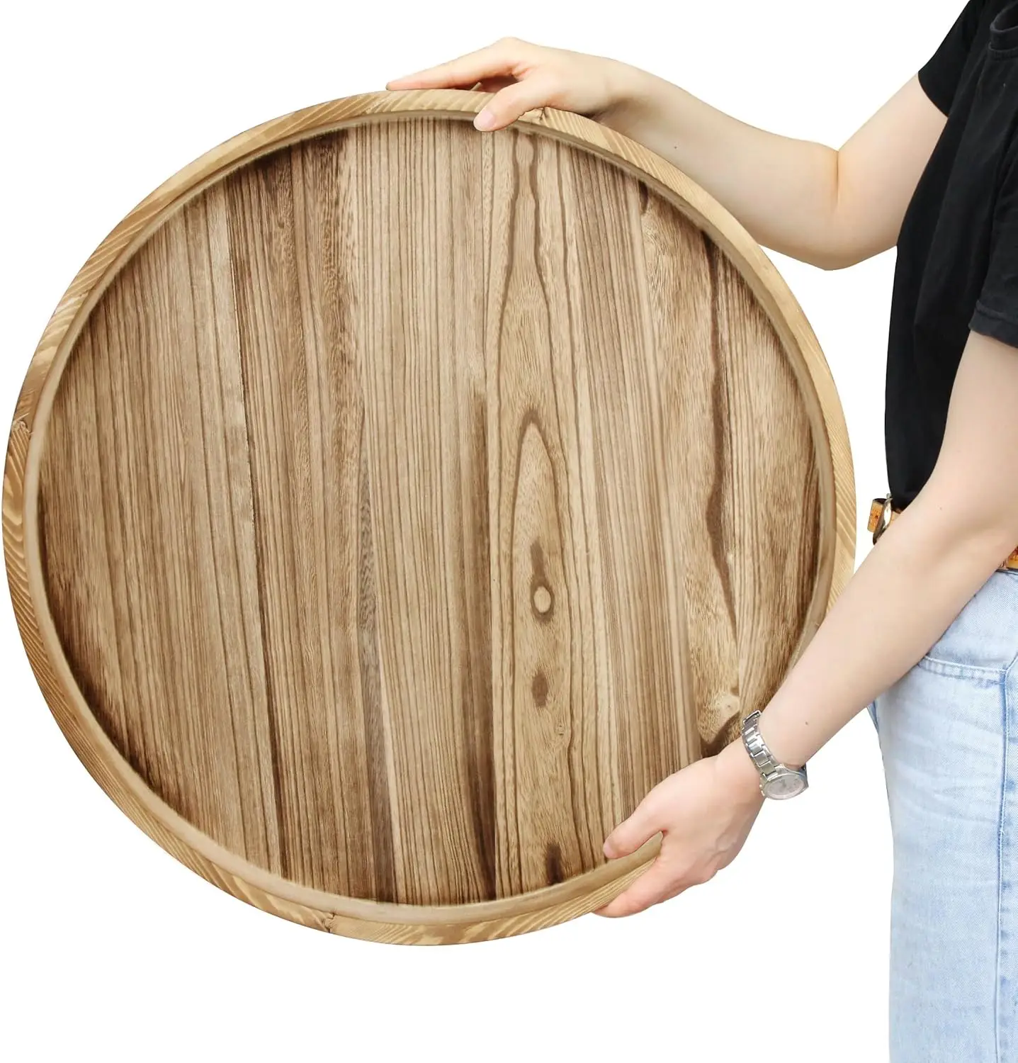 Round Ottoman Table Tray Round-24 - Rustic Wooden Serving Tray For Farmhouse Decorative Oversized Coffee Table Trays Living
Round Ottoman Table Tray Round-24 - Rustic Wooden Serving Tray For Farmhouse Decorative Oversized Coffee Table Trays Living