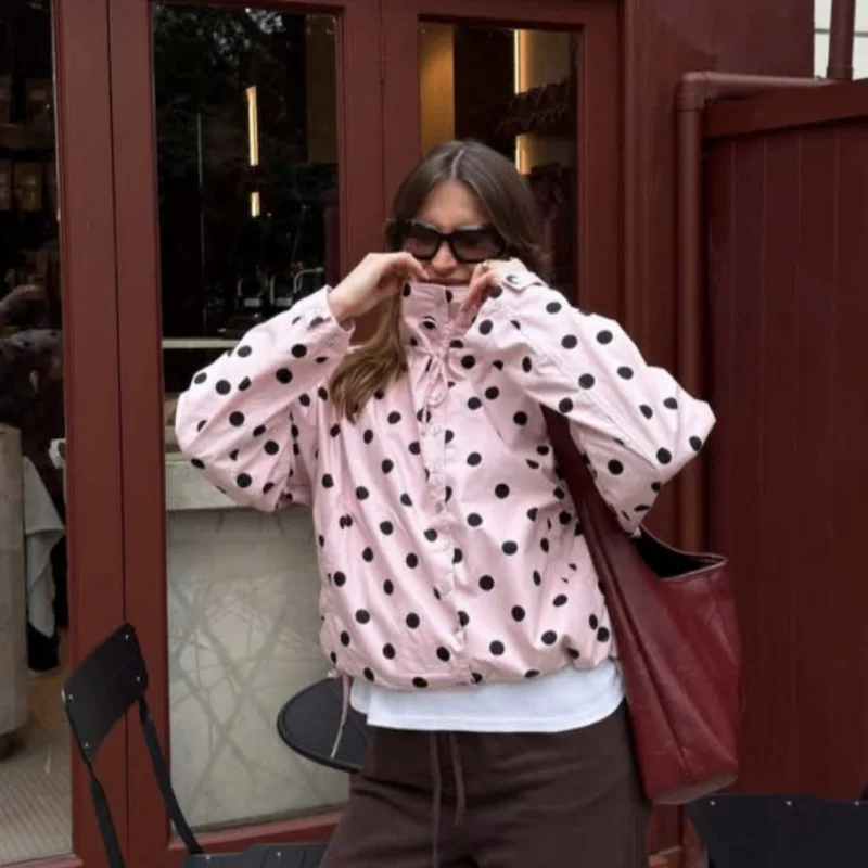 FL Woman Long Sleeve Pink Polka Dot Jacket Fashion Single Breasted High Collar Short Coat Women Spring Casual High Street Jacket
FL Woman Long Sleeve Pink Polka Dot Jacket Fashion Single Breasted High Collar Short Coat Women Spring Casual High Street Jacket