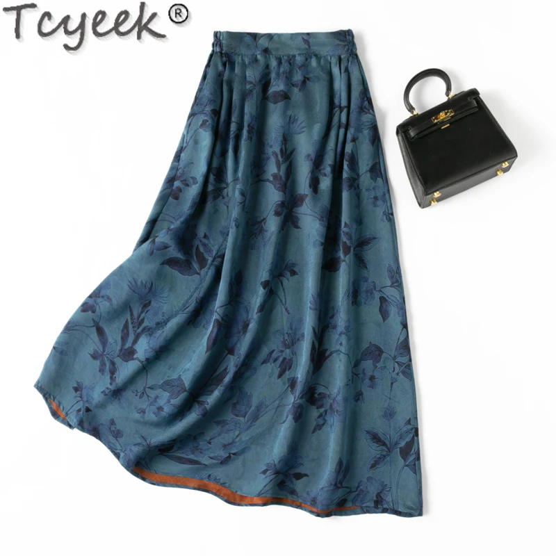Tcyeek 100% Mulberry Silk Skirts for Woman Clothes Chinese Style 2024 Women's Elegant Skirt Real Silk A-line Long Skirt Print
Tcyeek 100% Mulberry Silk Skirts for Woman Clothes Chinese Style 2024 Women's Elegant Skirt Real Silk A-line Long Skirt Print