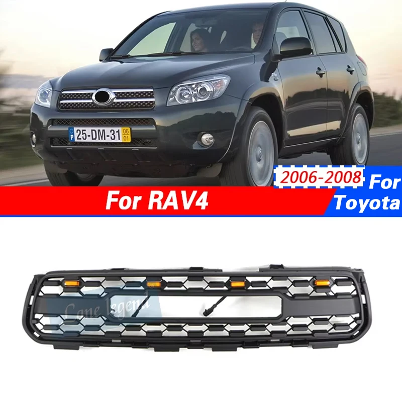 Grille with led lights front bumper grille modification accessories decoration Racing grill Fit for TOYOTA RAV4 2006-2008
Grille with led lights front bumper grille modification accessories decoration Racing grill Fit for TOYOTA RAV4 2006-2008
