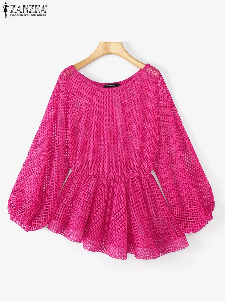 ZANZEA 2025 Summer Solid Color Tops Women Hollow Out Tops Fashion Long Lantern Sleeve Blouse Casual Loose Elastic Waist Tunic
ZANZEA 2025 Summer Solid Color Tops Women Hollow Out Tops Fashion Long Lantern Sleeve Blouse Casual Loose Elastic Waist Tunic