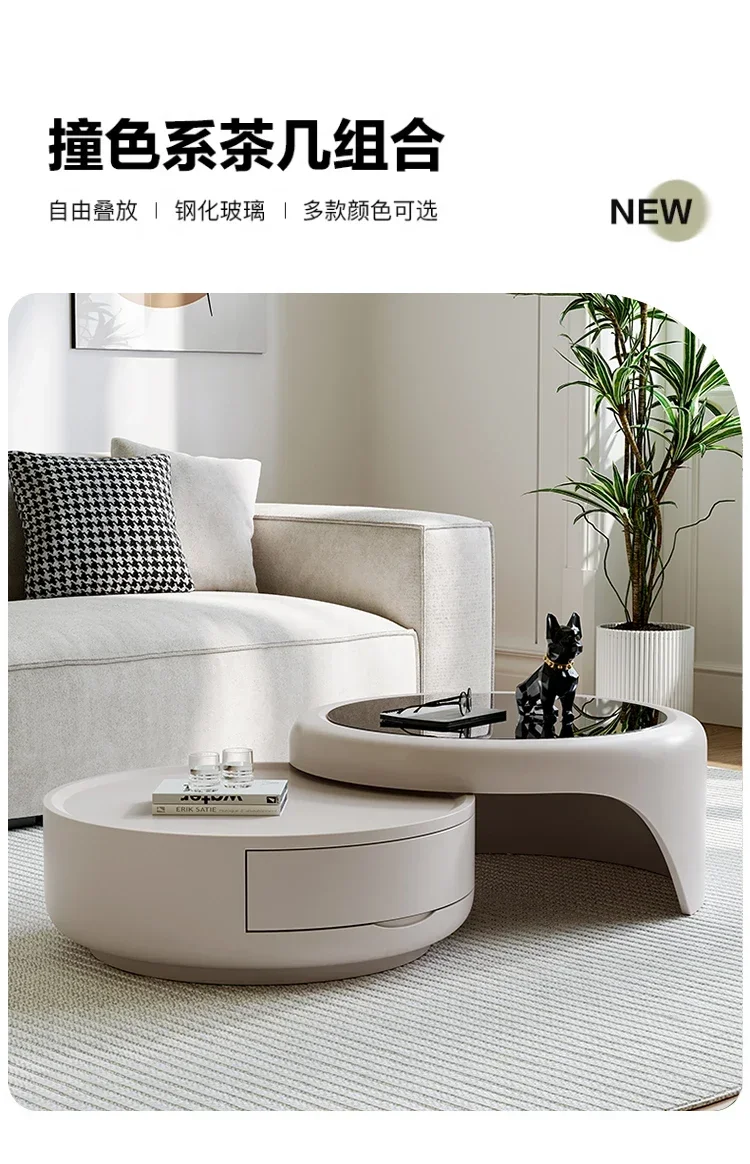 Round coffee table modern simple tempered glass coffee table cream wind movable small apartment telescopic
Round coffee table modern simple tempered glass coffee table cream wind movable small apartment telescopic