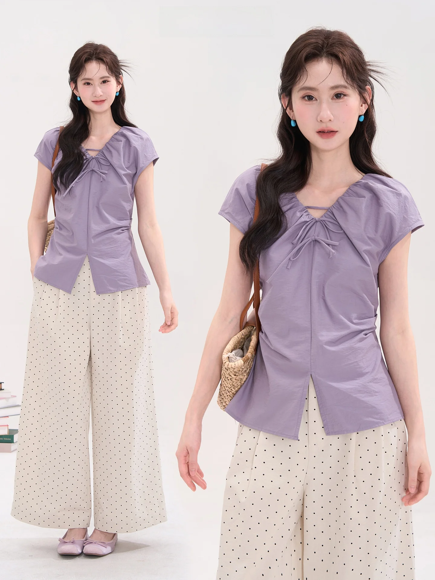 Korean Sle Knot Casual ort Sve irt Women's Summer Top Heme Flower Field Window V-ne Fly Sve Cotton Blend
Korean Sle Knot Casual ort Sve irt Women's Summer Top Heme Flower Field Window V-ne Fly Sve Cotton Blend