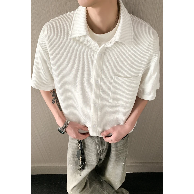 Summer Short Sleeved Shirt Men Society Mens Dress Shirt Korean Loose Pleated Shirt Mens White Casual Shirts Large Size 4XL
Summer Short Sleeved Shirt Men Society Mens Dress Shirt Korean Loose Pleated Shirt Mens White Casual Shirts Large Size 4XL