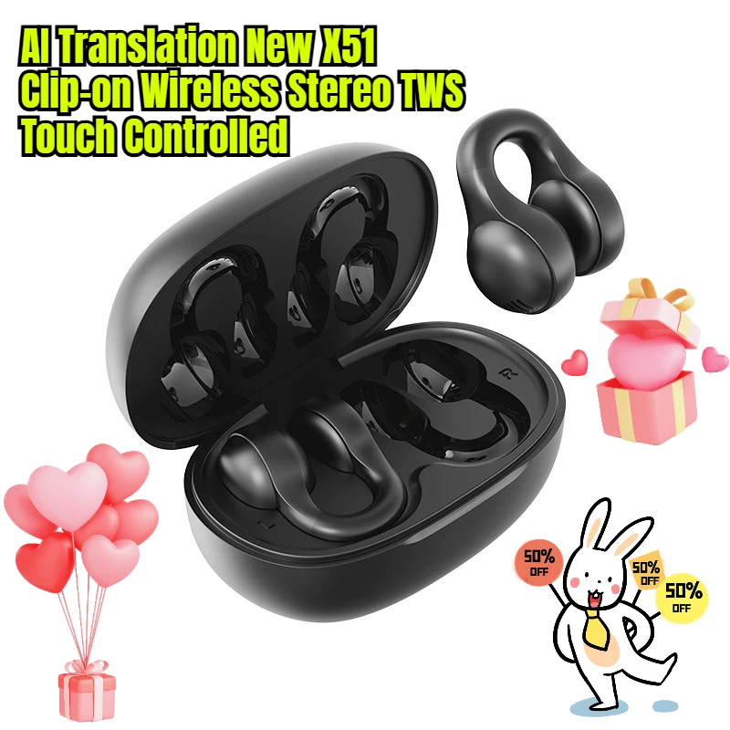 AI Translation New X51 Clip-on Wireless Stereo TWS Touch Controlled with Low Latency and Low Power Consumption
AI Translation New X51 Clip-on Wireless Stereo TWS Touch Controlled with Low Latency and Low Power Consumption
