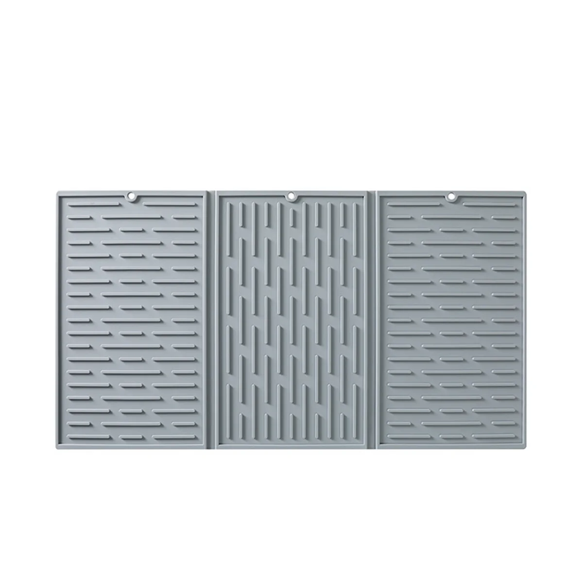 T02C-Grey Foldable Tri-Fold Tableware Drying Mat Silicone Draining Mat for Kitchen Counters 
T02C-Grey Foldable Tri-Fold Tableware Drying Mat Silicone Draining Mat for Kitchen Counters