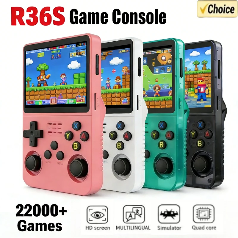 Portable Pocket Video Player R36S Retro Handheld Video Game Console Open Source Linux System 3 5 Inch IPS Screen 64GB 128GB Game