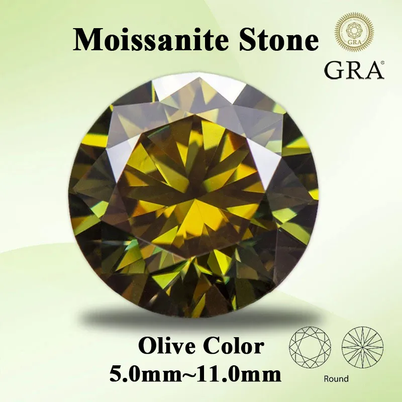 Moissanite Olive Color Round Cut Colored Gemstones Lab Grown Diamond Diy Charms Making Jewelry with Certificate
Moissanite Olive Color Round Cut Colored Gemstones Lab Grown Diamond Diy Charms Making Jewelry with Certificate