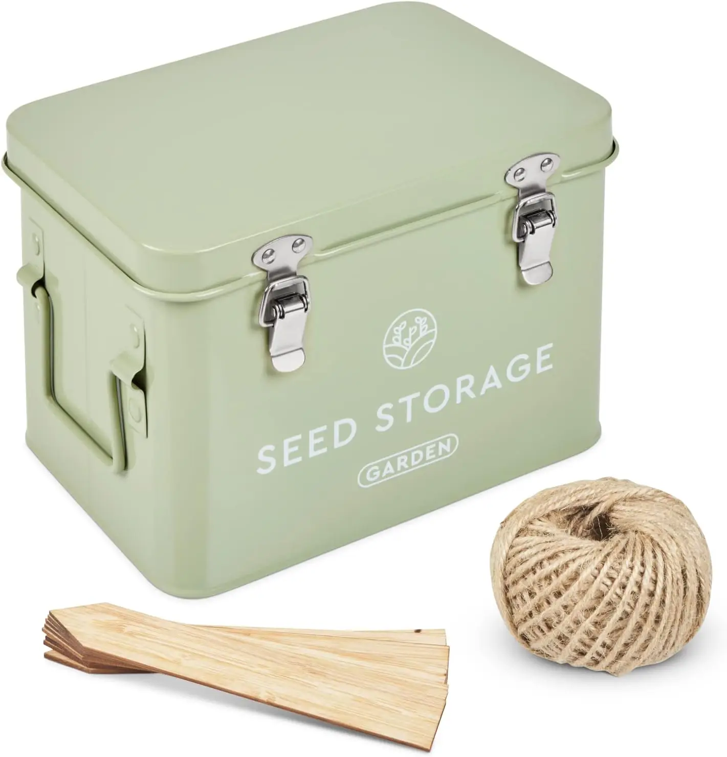 Seed Storage Box – Metal Seed Packet Organizer with Garden String and Bamboo Plant Labels. Seed Container Storage
Seed Storage Box – Metal Seed Packet Organizer with Garden String and Bamboo Plant Labels. Seed Container Storage