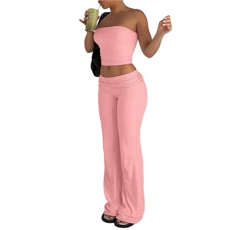CYL-Women's 2 Piece Sets Summer Strapless Crop Tube Tops Flare Leggings Pants Matching Outfit Sets
CYL-Women's 2 Piece Sets Summer Strapless Crop Tube Tops Flare Leggings Pants Matching Outfit Sets