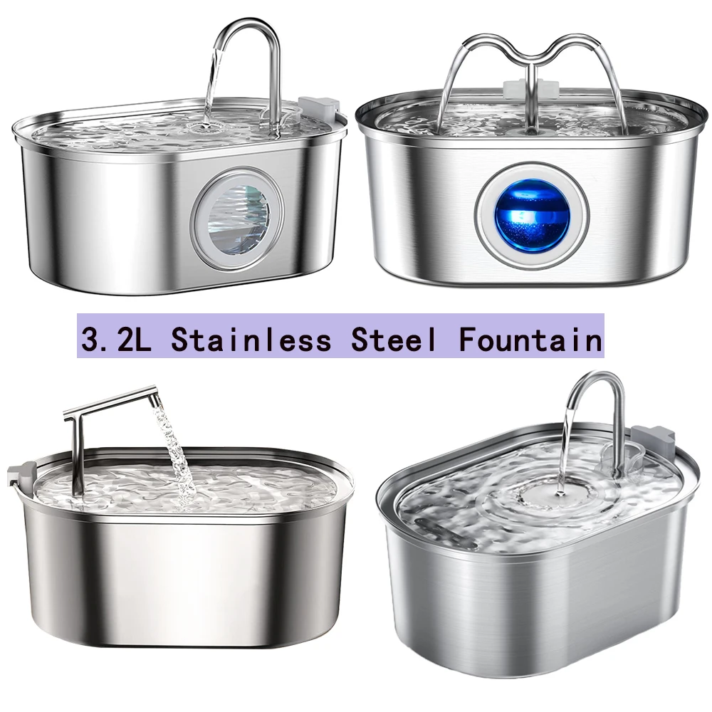3.2L Stainless Steel Cat Water Fountain Cat Drinker Drinking Fountain For Cats Dogs Pet Water Dispenser Ultra Quiet Water Pump
3.2L Stainless Steel Cat Water Fountain Cat Drinker Drinking Fountain For Cats Dogs Pet Water Dispenser Ultra Quiet Water Pump