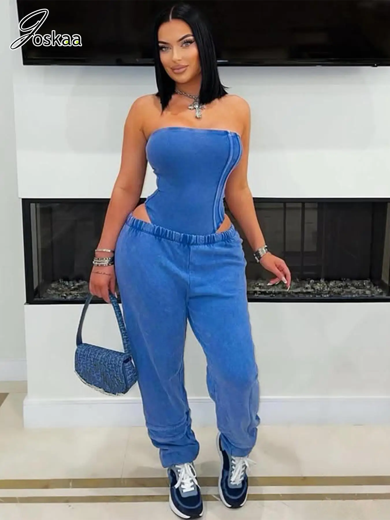 Joskaa Casual Sporty 2 Piece Sets Women Hipster Strapless Bodysuit and Sweatpants Matching 2025 Streetwear Tracksuits S-XL
Joskaa Casual Sporty 2 Piece Sets Women Hipster Strapless Bodysuit and Sweatpants Matching 2025 Streetwear Tracksuits S-XL