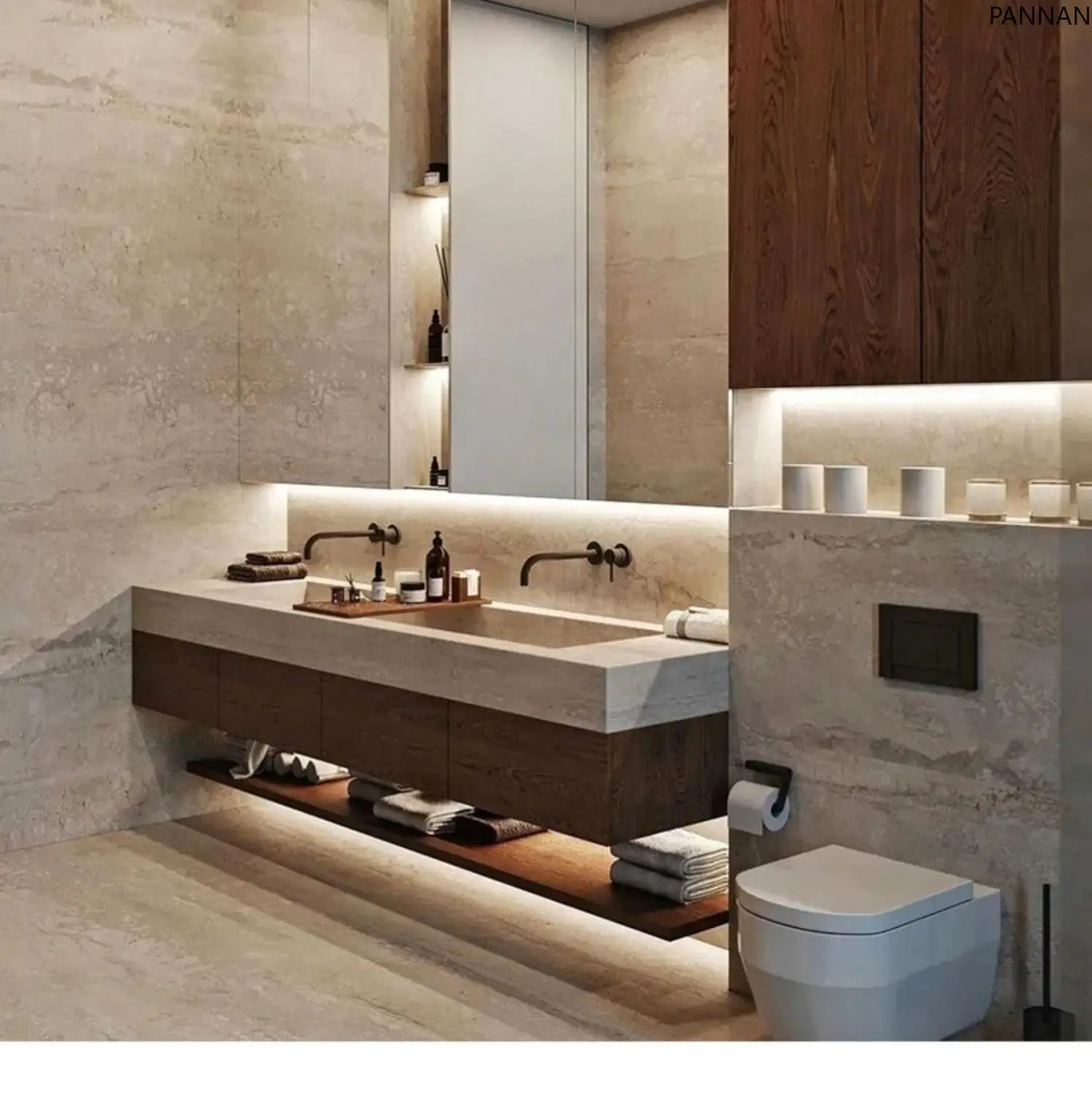 Travertine rock slab integrated basin, solid wood bathroom cabinet, bathroom, sink, face wash table, wall-mounted type
Travertine rock slab integrated basin, solid wood bathroom cabinet, bathroom, sink, face wash table, wall-mounted type