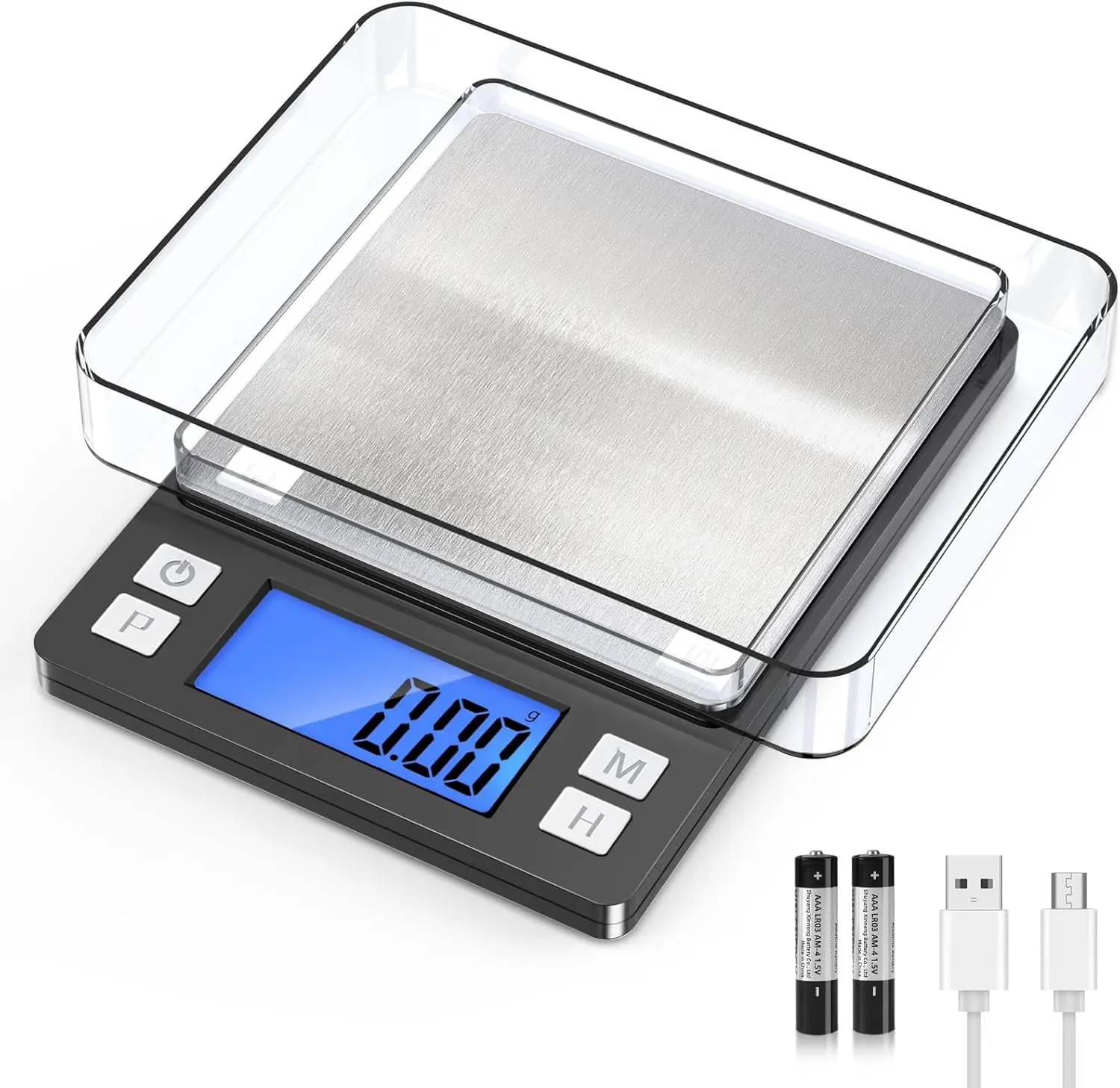 0.01g/1kg Digital Scale, USB Rechargeable, Large Display, Hold & Tare, 9 Units, High Precision for Small Items, Kitchen
0.01g/1kg Digital Scale, USB Rechargeable, Large Display, Hold & Tare, 9 Units, High Precision for Small Items, Kitchen