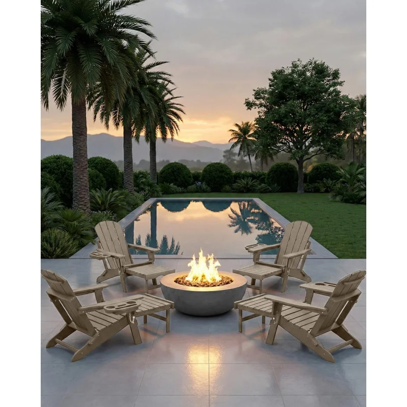 2-Piece Adjustable Chair Set, Folding HDPE with Ottoman & Cup Holder, All-Weather Outdoor Fire Pit
2-Piece Adjustable Chair Set, Folding HDPE with Ottoman & Cup Holder, All-Weather Outdoor Fire Pit