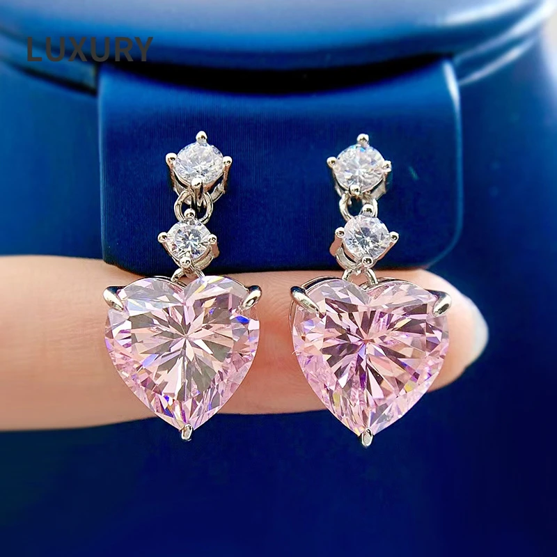 Luxury 100% 925 Sterling Silver Pink Heart High Carbon Diamond Gemstone Earrings Fine Jewelry Wholesale
Luxury 100% 925 Sterling Silver Pink Heart High Carbon Diamond Gemstone Earrings Fine Jewelry Wholesale