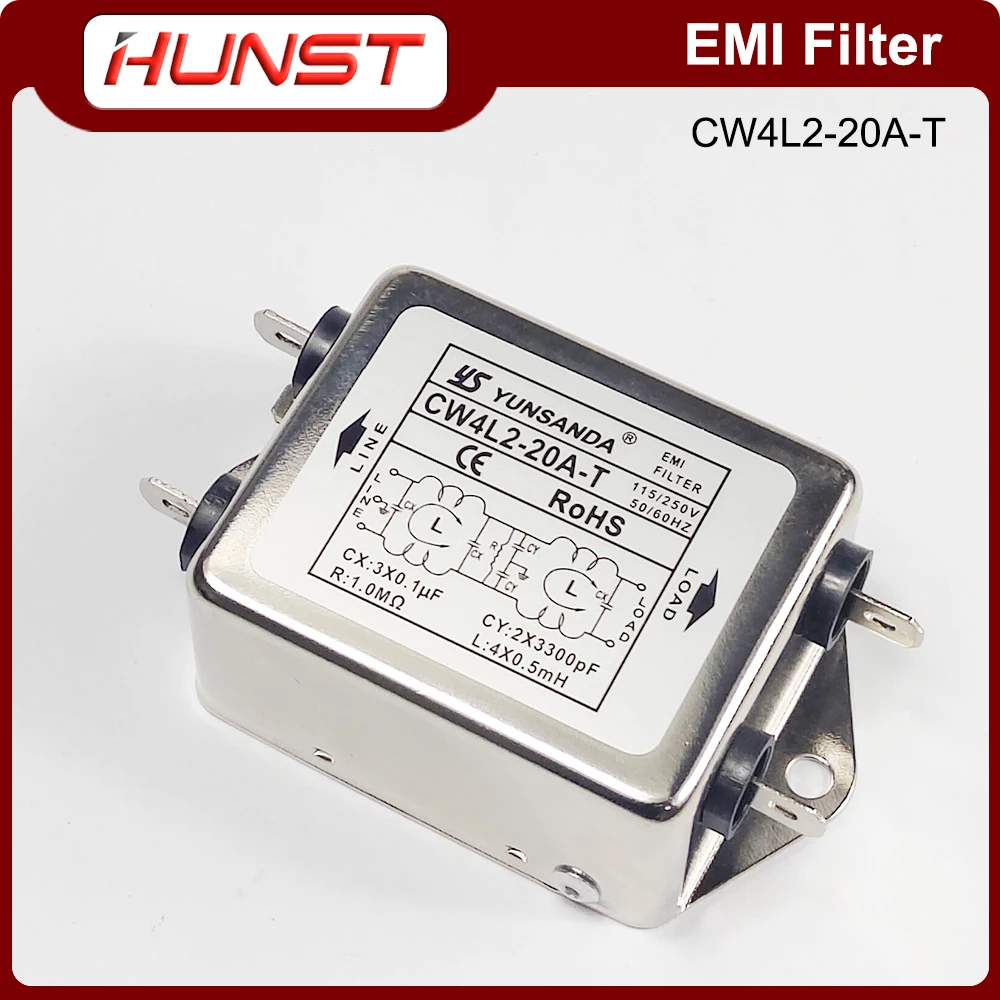 Hunst EMI Filter CW4L2-20A-T Single Phase AC 115V / 250V 20A 50/60HZ For Laser Cutting Engraving Machine And Marking Machine.
Hunst EMI Filter CW4L2-20A-T Single Phase AC 115V / 250V 20A 50/60HZ For Laser Cutting Engraving Machine And Marking Machine.