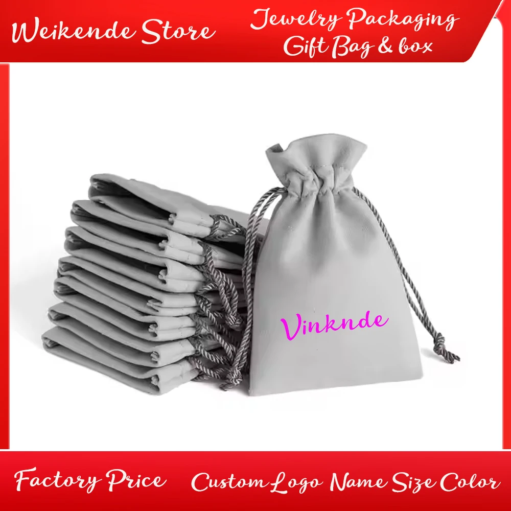 Custom Logo Printing Grey Cream Velvet Jewelry Pouch New Luxury Microfiber Suede Drawstring Packing Bags Wedding Gift Candy Sack
Custom Logo Printing Grey Cream Velvet Jewelry Pouch New Luxury Microfiber Suede Drawstring Packing Bags Wedding Gift Candy Sack