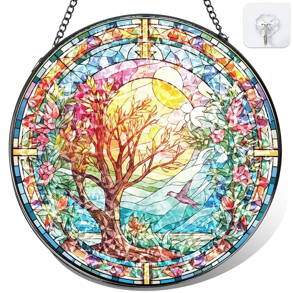 Витражный солнечный светоотражатель Spring Tree, красочный цветочный подвесной декор для окна, круглый стеклянный солнечный светоотражатель для декора стен, подарок, акварельный стиль
Витражный солнечный светоотражатель Spring Tree, красочный цветочный подвесной декор для окна, круглый стеклянный солнечный светоотражатель для декора стен, подарок, акварельный стиль