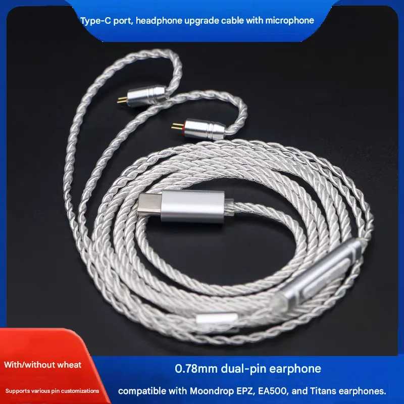 Type-C To 0.78mm Dual-pin Headphone Upgrade Cable With Microphone Compatible With TFZ, KZ, ZST, AS10, ZS5, ZS6, TRN, V10, V90
Type-C To 0.78mm Dual-pin Headphone Upgrade Cable With Microphone Compatible With TFZ, KZ, ZST, AS10, ZS5, ZS6, TRN, V10, V90