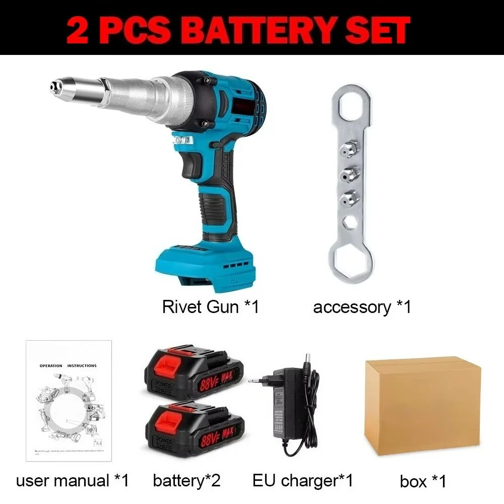 20000N 720W Brushless Electric Rivet Gun 2.4~5.0mm Cordless Rivet Nut Gun Drill Insert Power Tools for Battery
20000N 720W Brushless Electric Rivet Gun 2.4~5.0mm Cordless Rivet Nut Gun Drill Insert Power Tools for Battery
