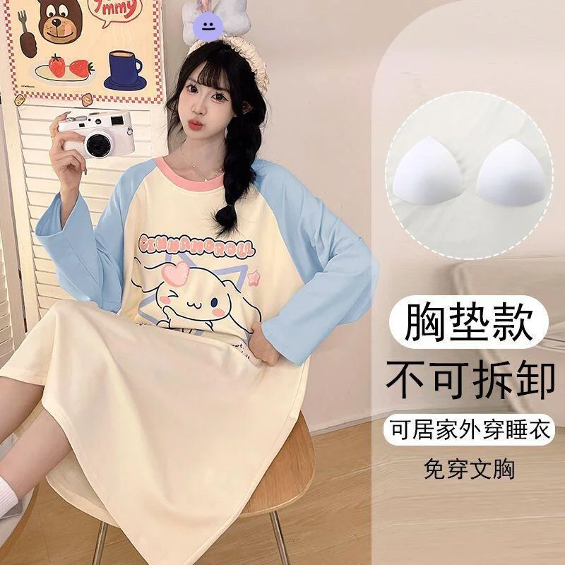 Ночная сорочка Sanrio Cinnamoroll для женщин, с рукавами, милый дизайн, кавайный стиль, весна-осень, для студентов, домашняя, удобная одежда для сна и отдыха
Ночная сорочка Sanrio Cinnamoroll для женщин, с рукавами, милый дизайн, кавайный стиль, весна-осень, для студентов, домашняя, удобная одежда для сна и отдыха