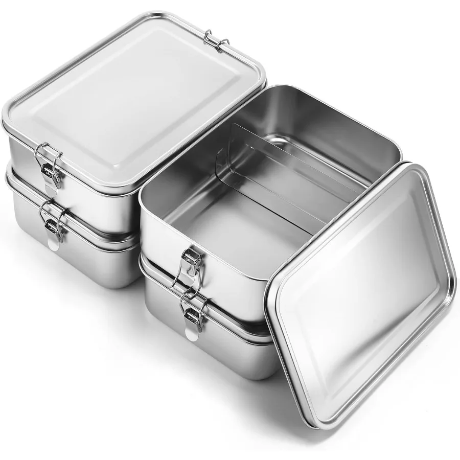 4 Pcs Stainless Steel Food Containers 2400ml Metal Bento Lunch Box Stainless Steel Food Storage Containers, Lockable Clips to Le
4 Pcs Stainless Steel Food Containers 2400ml Metal Bento Lunch Box Stainless Steel Food Storage Containers, Lockable Clips to Le
