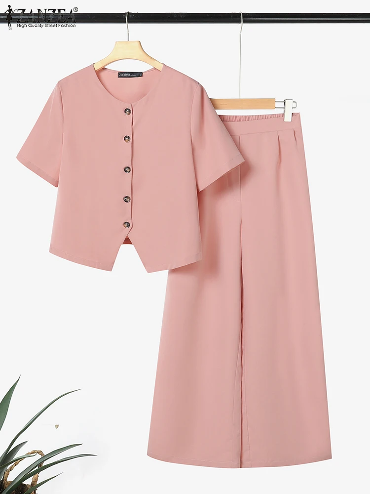2PCS Women Summer Outfits Fashion Work OL Pant Sets 2025 ZANZEA Casual Short Sleeve Blouse Trousers Suit Solid Matching Sets
2PCS Women Summer Outfits Fashion Work OL Pant Sets 2025 ZANZEA Casual Short Sleeve Blouse Trousers Suit Solid Matching Sets