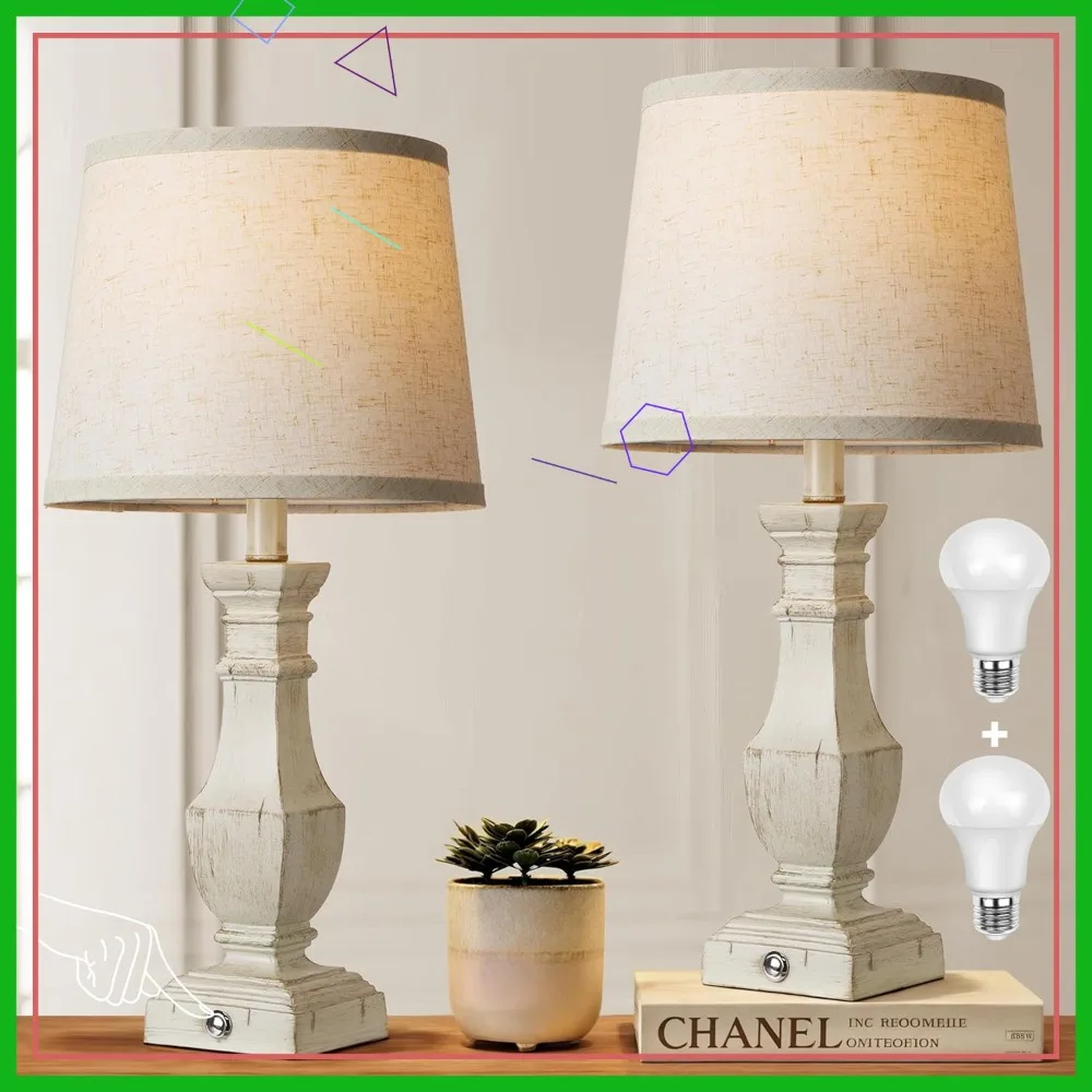 Набор из 2 диммируемых настольных ламп в деревенском стиле для гостиной и спальни, сенсорные настольные лампы с лампочками 9 Вт в комплекте, античный белый цвет
Набор из 2 диммируемых настольных ламп в деревенском стиле для гостиной и спальни, сенсорные настольные лампы с лампочками 9 Вт в комплекте, античный белый цвет