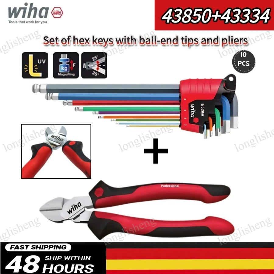 WIHA 9Pcs Hex L Key Set, Free 1PC Electrician Pliers 26707/43334/26719 Heavy Duty DIY Repair Tools,43850 +26707/43334/26719
WIHA 9Pcs Hex L Key Set, Free 1PC Electrician Pliers 26707/43334/26719 Heavy Duty DIY Repair Tools,43850 +26707/43334/26719