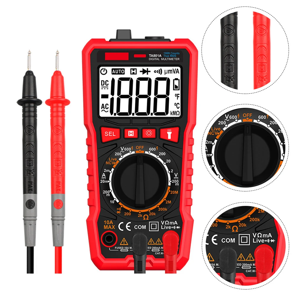 Digital Multifunctional Tester Handheld Voltmeter Rubber Alloy AC DC Measurer Safe Accurate LCD Display Storage Hook High
Digital Multifunctional Tester Handheld Voltmeter Rubber Alloy AC DC Measurer Safe Accurate LCD Display Storage Hook High