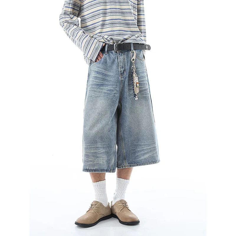 KEQI American Blue Jeans Men's High Waisted Wide Leg Baggy Cargo Denim Shorts 2000s Y2k Vintage Streetwear Short Jeans Summer
KEQI American Blue Jeans Men's High Waisted Wide Leg Baggy Cargo Denim Shorts 2000s Y2k Vintage Streetwear Short Jeans Summer
