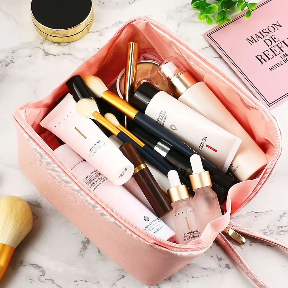 PU Women's Makeup Bag Handbag With Handle Pink Black Waterproof Storage Bag Simple And Portable Storage Organizer Supplies
PU Women's Makeup Bag Handbag With Handle Pink Black Waterproof Storage Bag Simple And Portable Storage Organizer Supplies