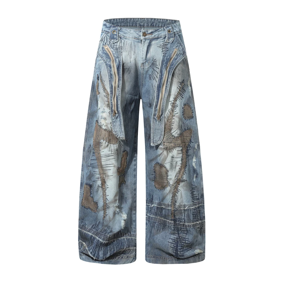 Mens Scimitar Jeans Streetwear Hip Hop Punk Ripped Hole Denim Trousers Oversized Harajuku Vintage Patch Baggy Wide-leg Pant Male
Mens Scimitar Jeans Streetwear Hip Hop Punk Ripped Hole Denim Trousers Oversized Harajuku Vintage Patch Baggy Wide-leg Pant Male