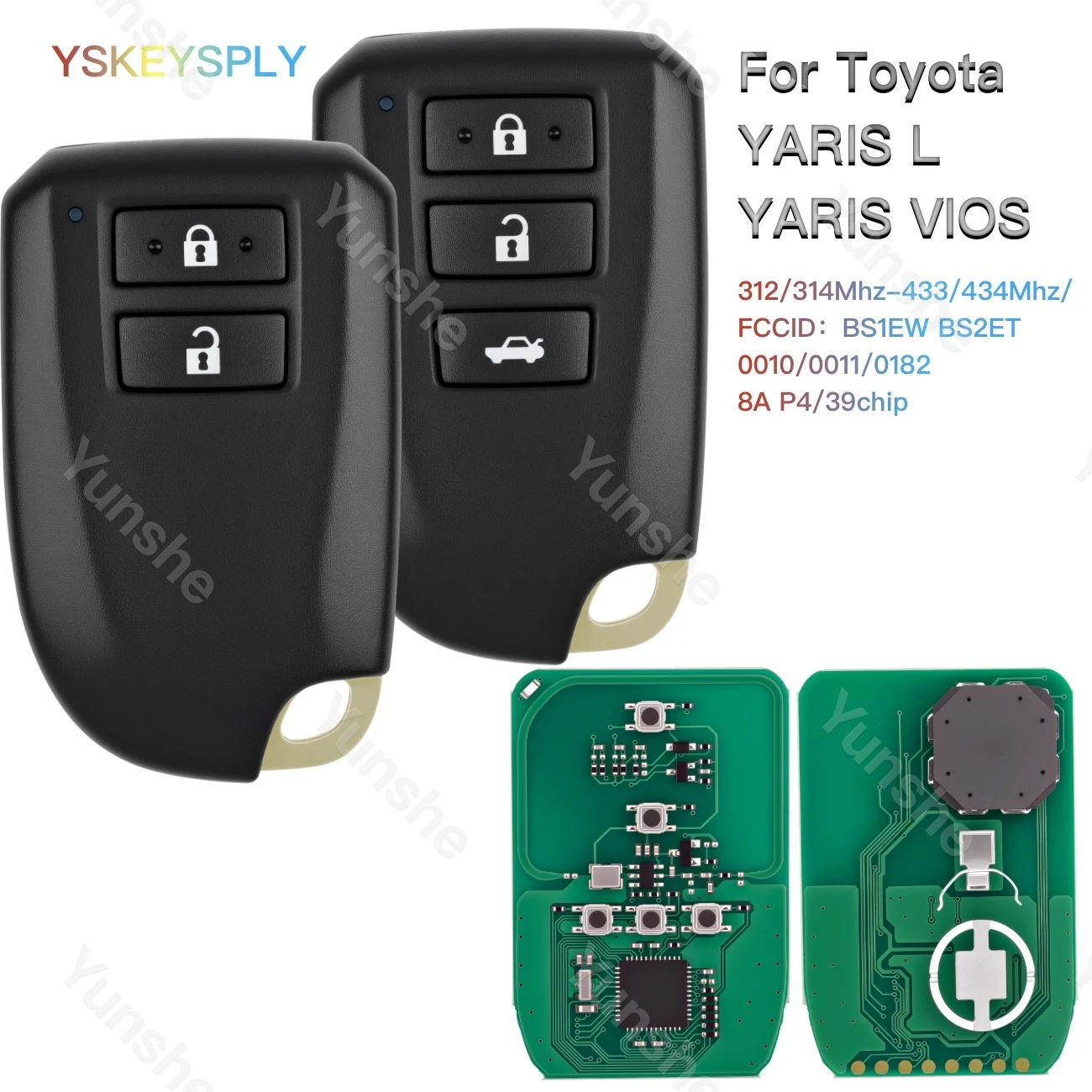 For Toyota Yaris L Vios Smart Remote Key 2/3 Button 312 314 433 434MHz 8A P4 39 Chip BS1EW BS2ET FCC Car Key Fob Replacement
For Toyota Yaris L Vios Smart Remote Key 2/3 Button 312 314 433 434MHz 8A P4 39 Chip BS1EW BS2ET FCC Car Key Fob Replacement