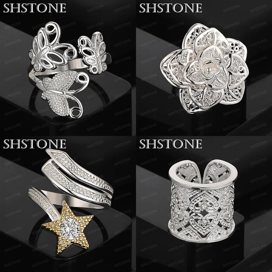 Beautiful 925 Sterling Silver Butterfly Flower Star Heart Open Ring Women Wedding Engagement Party Luxury Jewelry Accessories
Beautiful 925 Sterling Silver Butterfly Flower Star Heart Open Ring Women Wedding Engagement Party Luxury Jewelry Accessories