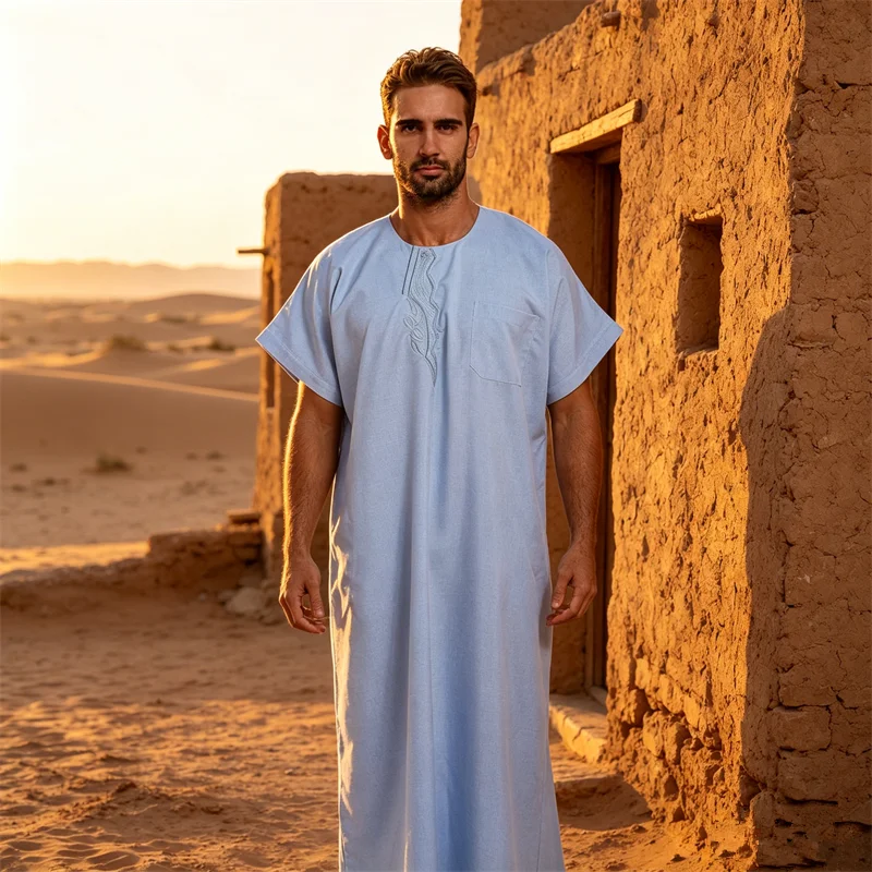 Muslim Men Thobe Thoub Dress Kaftan Abaya Islmaic Short Sleeve Robe Dubai Saudi Arabia Arab Men Clothes Middle East Eid Djellaba
Muslim Men Thobe Thoub Dress Kaftan Abaya Islmaic Short Sleeve Robe Dubai Saudi Arabia Arab Men Clothes Middle East Eid Djellaba