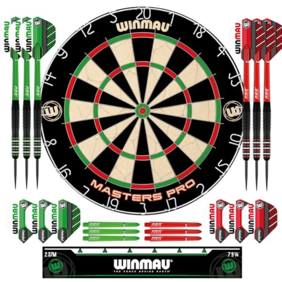 Darts - Masters Pro Premium Bristle Set - Includes Dart Board, Darts, Flights, Shafts and Oche Strip - Professional Steel Tip D
Darts - Masters Pro Premium Bristle Set - Includes Dart Board, Darts, Flights, Shafts and Oche Strip - Professional Steel Tip D