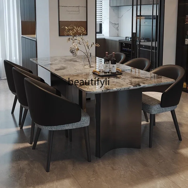 Light Luxury Marble Dining Table Italian Minimalist Rectangular Household Dining Table and Chair Combination Dining Table
Light Luxury Marble Dining Table Italian Minimalist Rectangular Household Dining Table and Chair Combination Dining Table