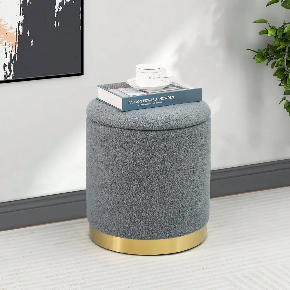 Round Storage Ottoman With Removable Lid, Small holstered Foot Rest Stool With Gold Plating Base, For Dorm Living Room Bedroo
Round Storage Ottoman With Removable Lid, Small holstered Foot Rest Stool With Gold Plating Base, For Dorm Living Room Bedroo