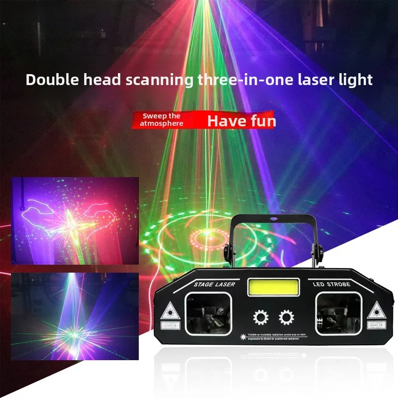 Double head scanning three-in-one laser light beam pattern strobe KTV private room dance bar full color stage party
Double head scanning three-in-one laser light beam pattern strobe KTV private room dance bar full color stage party