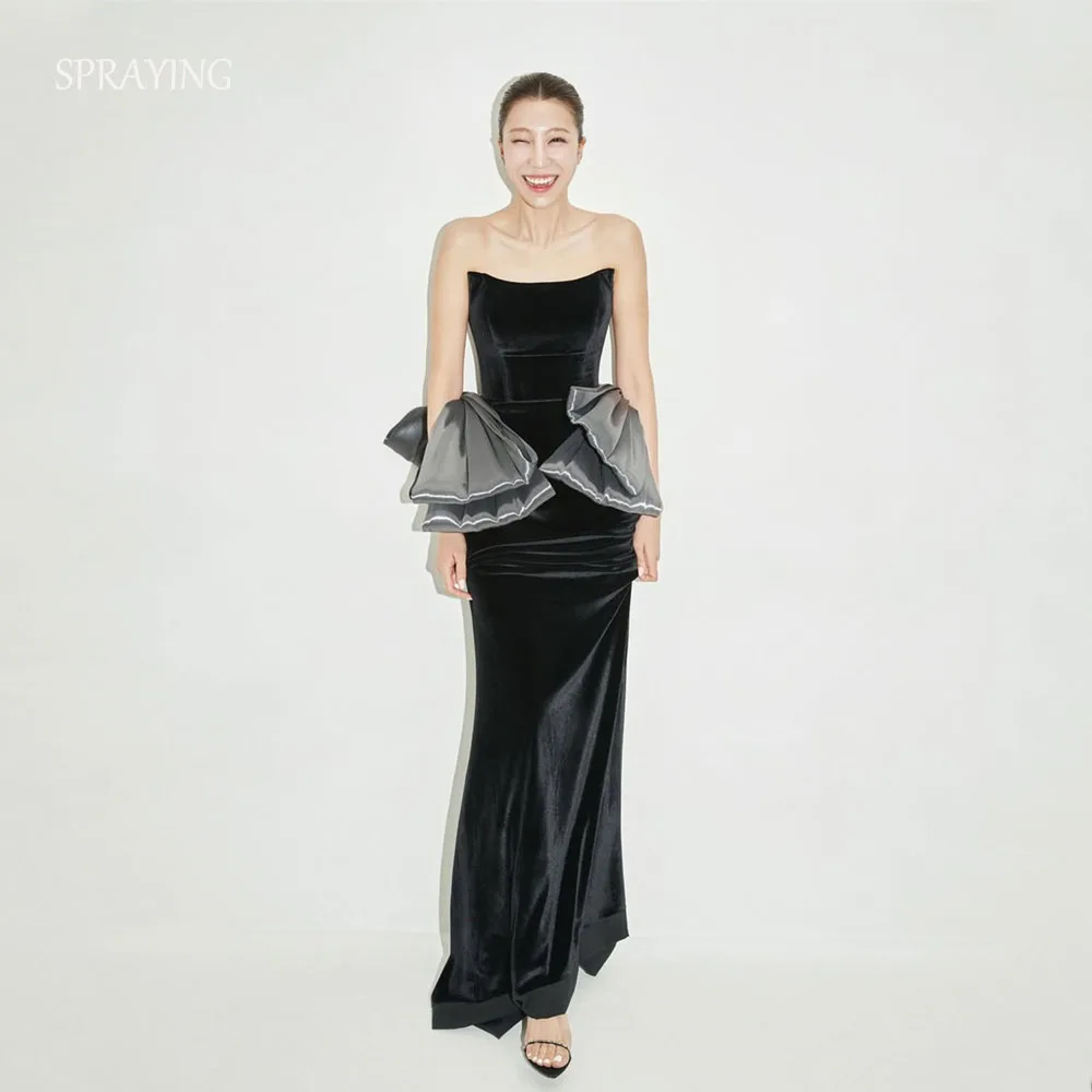 SPRAYING Elegant Velvet Mermaid Evening Dress Korea Beach Wedding Photo Shoot Black O Neck Long Party Dress Corset Customized
SPRAYING Elegant Velvet Mermaid Evening Dress Korea Beach Wedding Photo Shoot Black O Neck Long Party Dress Corset Customized