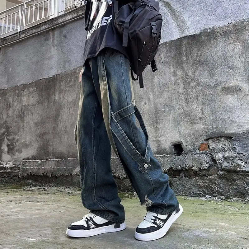 Fashion Patchwork Baggy Straight Jeans Men Vintage High Street Personality Streetwear Denim Pants Black Dark Blue Male Trousers
Fashion Patchwork Baggy Straight Jeans Men Vintage High Street Personality Streetwear Denim Pants Black Dark Blue Male Trousers