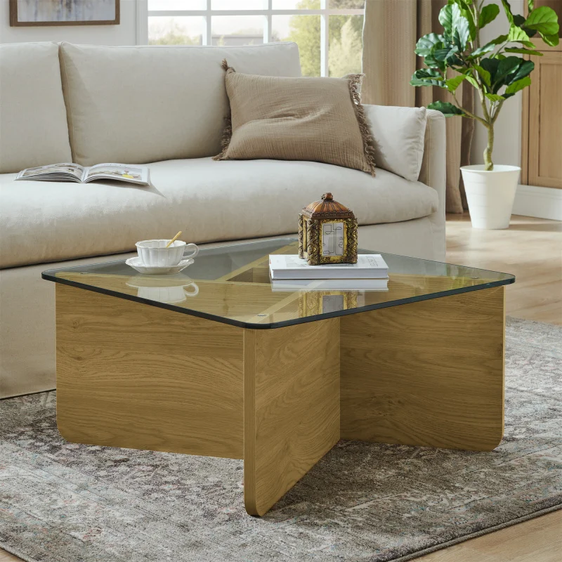 31.5 Inch Mid Century Modern Square Coffee Table Wooden Base with Tempered Glass Top Stylish Center Cocktail Table
31.5 Inch Mid Century Modern Square Coffee Table Wooden Base with Tempered Glass Top Stylish Center Cocktail Table