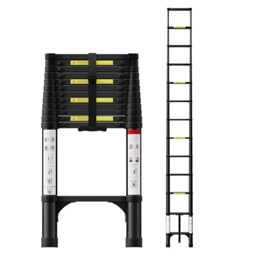 Telescoping Ladder, Aluminum Extension Ladder with Triangular Stabilizers, 330 lbs Capacity, Portable Collapsible Ladder for RV
Telescoping Ladder, Aluminum Extension Ladder with Triangular Stabilizers, 330 lbs Capacity, Portable Collapsible Ladder for RV