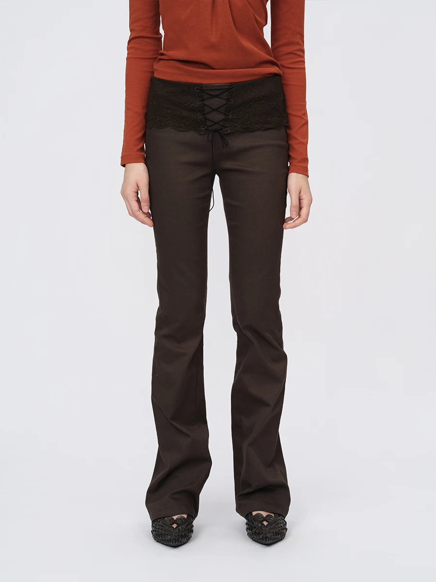 Коричневые длинные брюки с кружевом, женские облегающие брюки Ele Commute Sle, длинные брюки со средней талией Ladylike Faion
Коричневые длинные брюки с кружевом, женские облегающие брюки Ele Commute Sle, длинные брюки со средней талией Ladylike Faion
