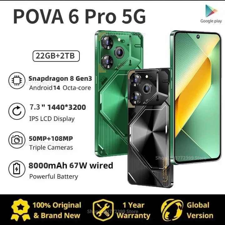 Оригинальный смартфон Pova 6 Pro, глобальная версия, Snapdragon 8, gen3, 16 ГБ + 1 ТБ, 8000 мАч, 4G/стандартный телефон, Android 14
Оригинальный смартфон Pova 6 Pro, глобальная версия, Snapdragon 8, gen3, 16 ГБ + 1 ТБ, 8000 мАч, 4G/стандартный телефон, Android 14